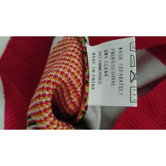 Ugly Christmas Sweater Cat Pizza Laser Eye Sz M Humor Holiday Party Unisex - Picture 7 of 8